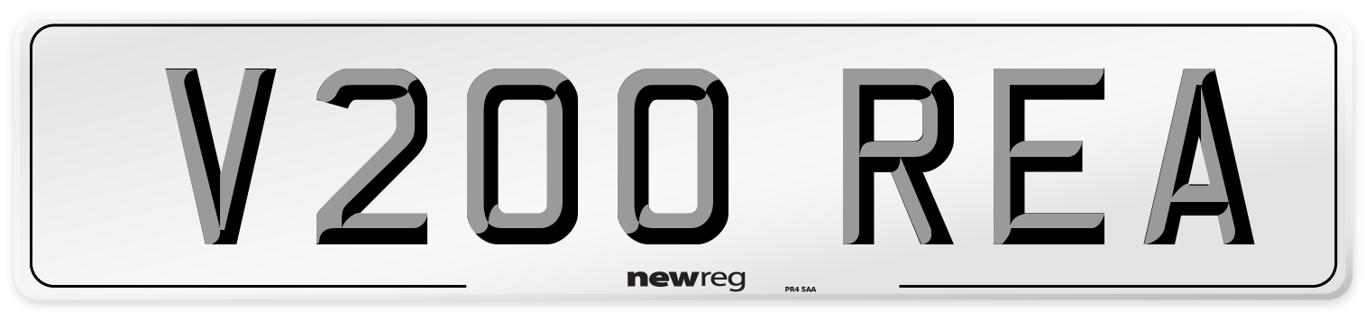 V200 REA Number Plate from New Reg